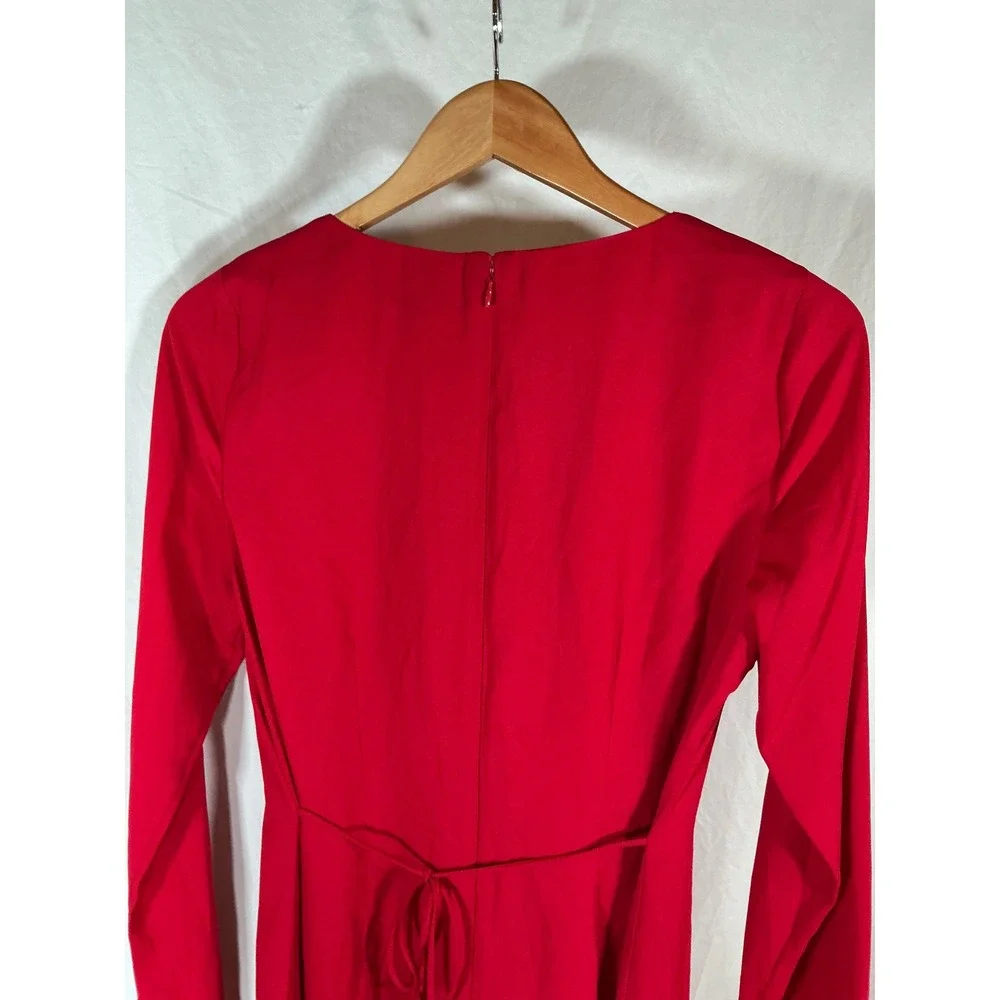 Wild Fable Red Ruffle V-Neck Long Sleeve Mini Dress with Tie Cuffs Size M NWT